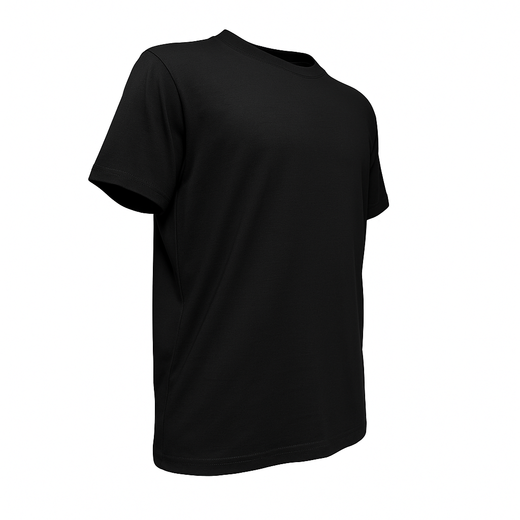 Modelo vestindo camiseta Pima preta